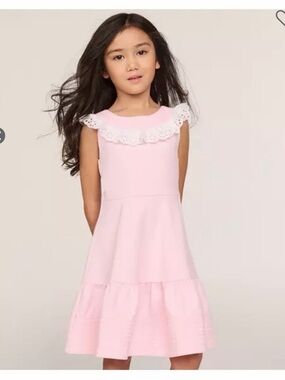LK NEW Janie & Jack Girls' Pink Eyelet Trim Dress size 12
